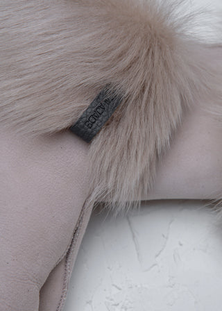 Cala Jade beige leather mittens