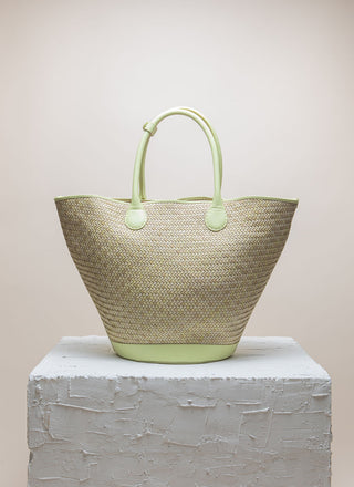 Cala Jade large Sandhi beige and green tote bag