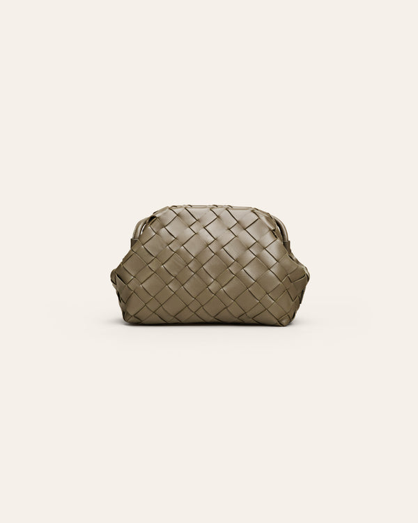 Aimee Kombu Green leather clutch 1