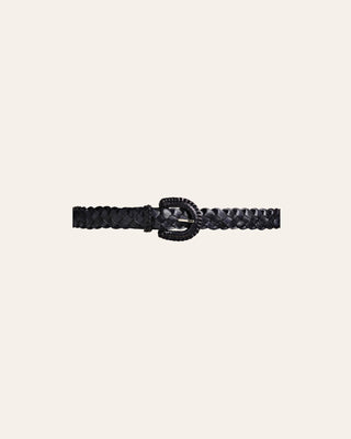 Cala Jade braided leather belt black silver