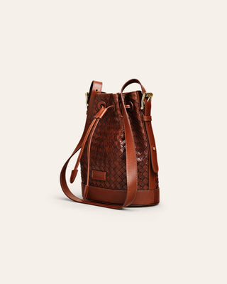 Cala Jade Mini Nutmeg Brown leather bucket bag 1