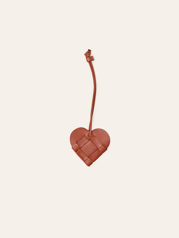 Misu heart leather charm nutmeg