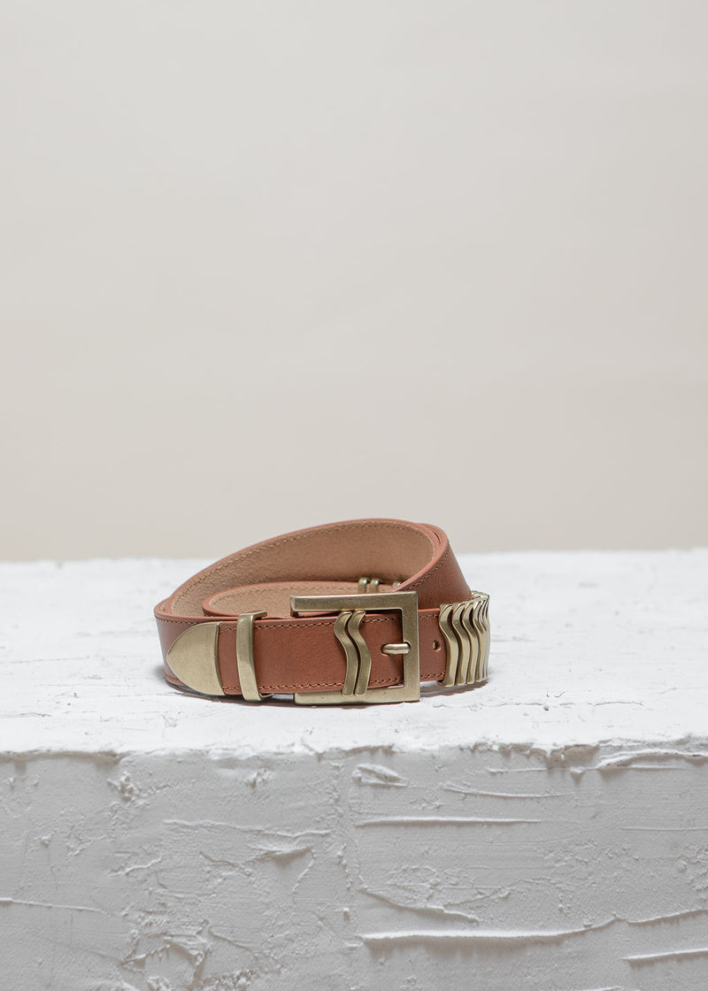 Cala Jade brown gold rattle belt 