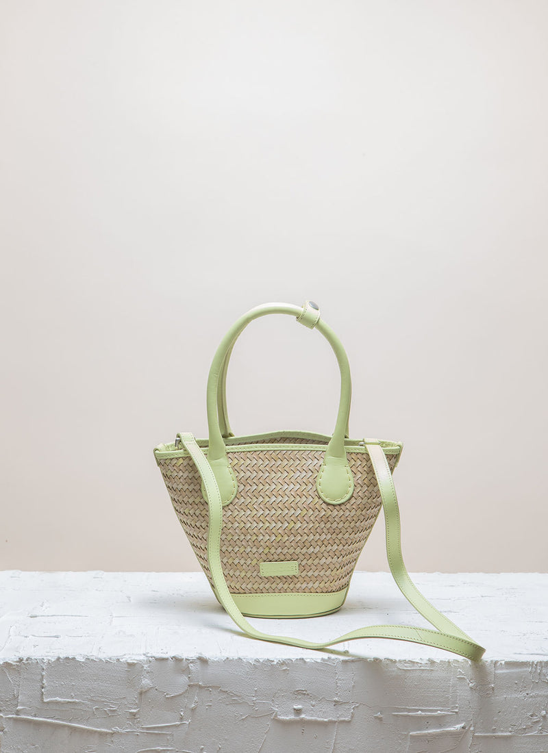 Cala Jade green and beige twill shoulder bag