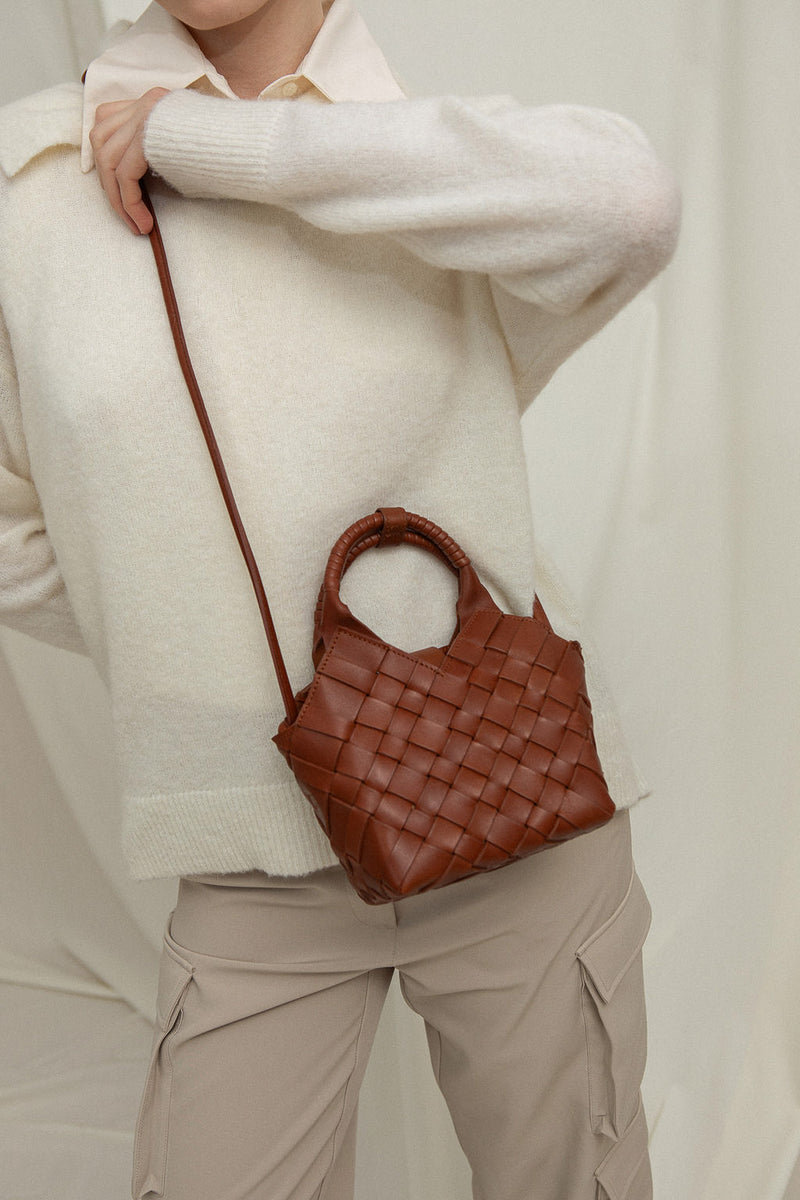 Cala Jade Misu mini leather bag on model